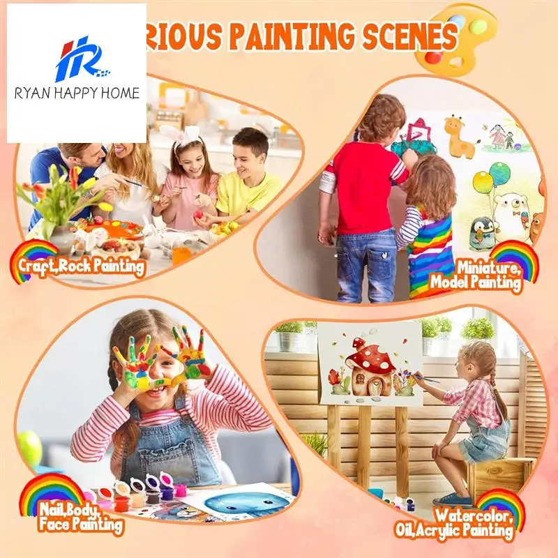 

12 Pack 144Pcs Mini Acrylic Paint Set With Brushes For Kids Adults Craft Paint, 12 Colors Washable Acrylic Paint Strips