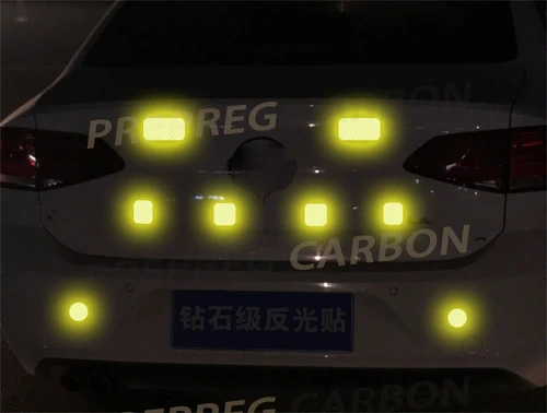 Imagen 2 del producto 10 Uds pegatinas reflectantes para parachoques de coche cinta de advertencia reflectante pegatinas reflectoras seguras calcomanías advertencia de seguridad 30*80mm