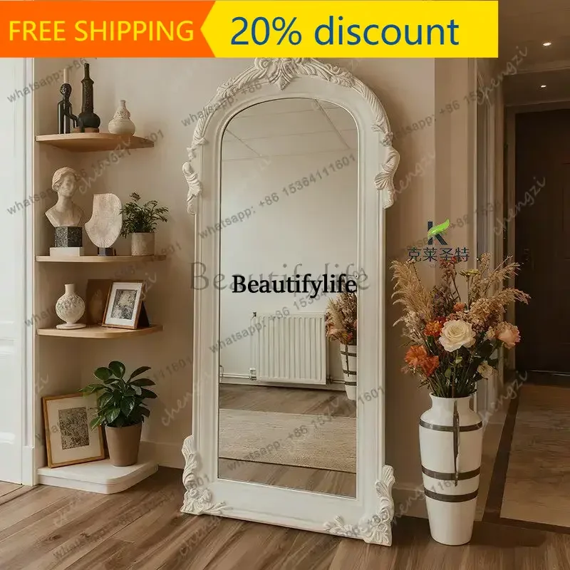 J132 French home full-length mirror living room luxury decoration floor-to-ceiling cloakroom full-length mirror