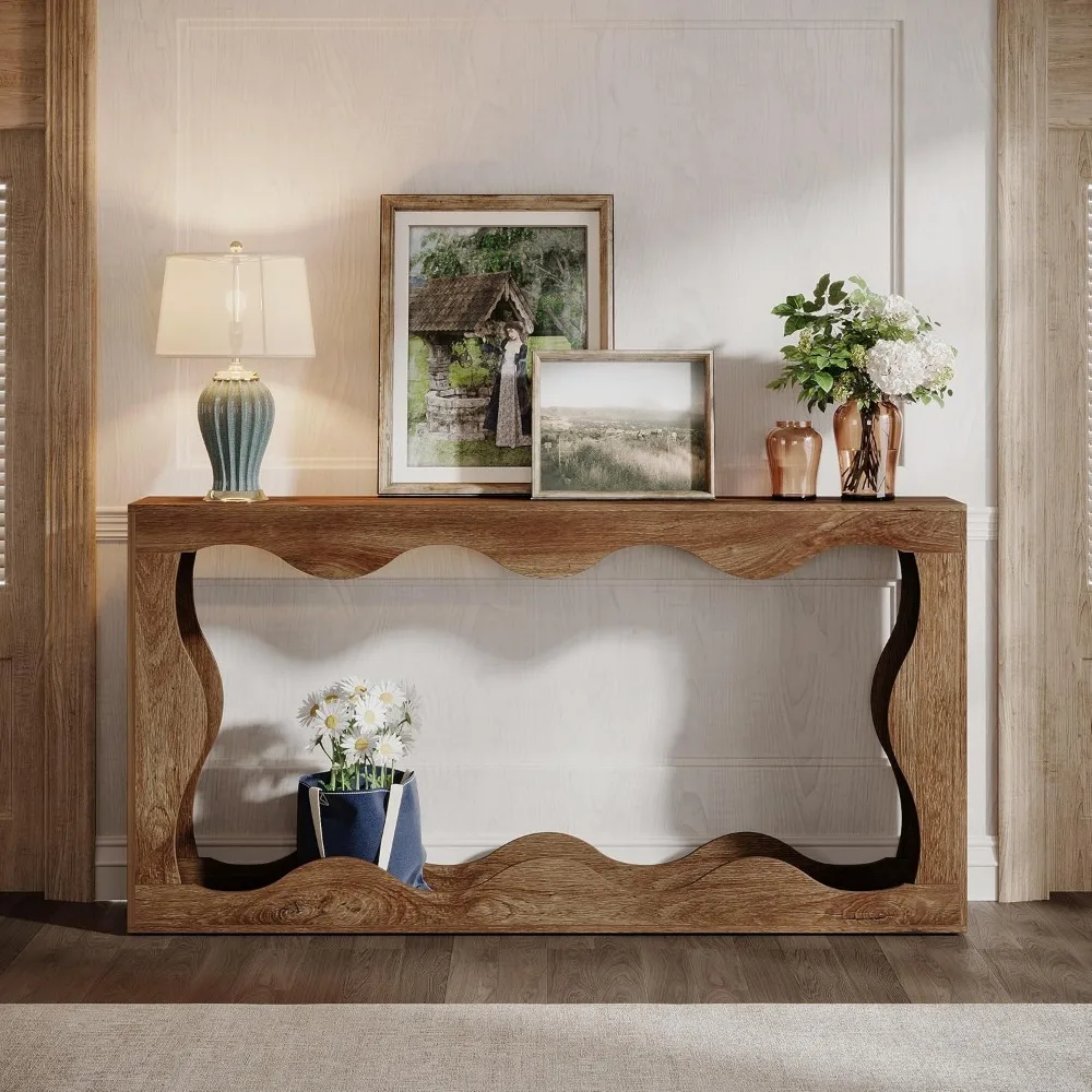 63 Inches Farmhouse Console Table with Storage Couch Table Behind Sofa Long Entryway Table Sofa Console Table Narrow Console