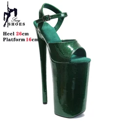 26CM cristallo lucido PU tacchi alti sandali spogliarellista tacco ultraalto scarpe da Pole Dance nuovi modelli di feste Peep Toe scarpe da spettacolo sul palco