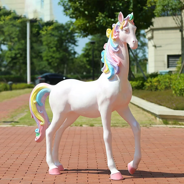 

Life-size animal sculpture playground rides resin carousel unicorn statue for event decoration
