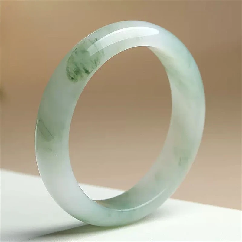 Ice Transparent Tianshan Jade Bracelet Wide Strip Flower Bracelet for Girlfriend