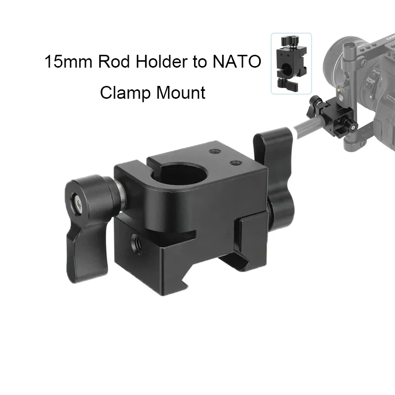 CAMVATE 15mm Rod Holder With NATO Rail Clamp Mount For Sony Canon Camera Shoulder Rig Kit Clamp
