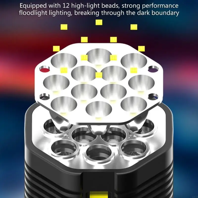 X37b đèn pin đèn LED mạnh mẽ USB Torches có thể sạc lại với 4 chế độ ánh sáng Ngọn đuốc để cắm trại, ngoài trời, đi bộ đường dài