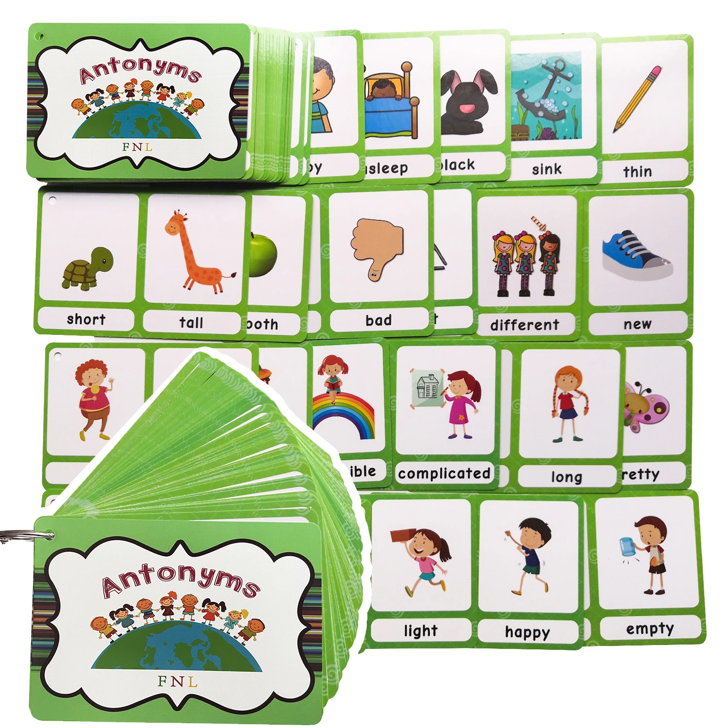 Synonyms Antonyms English Word Learning Card Flashcards Games Puzzles for Kids Children Baby Juguetes Educativos Toys Kids Game