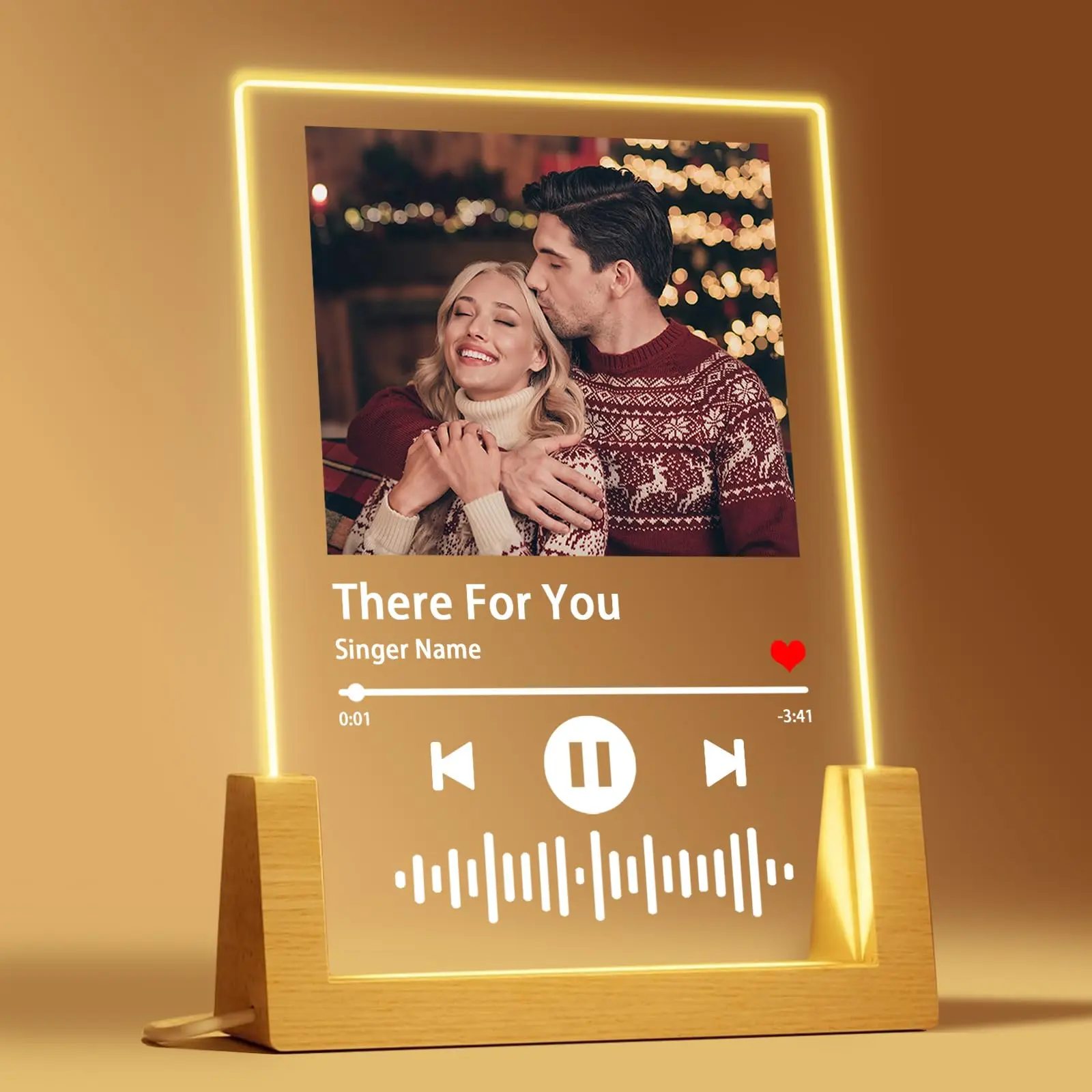 Personalized Picture Plaque Lamp Custom Couple Photo Acrylic Board Art Decor Romantic Anniversary Birthday Mother\'s Day Gift