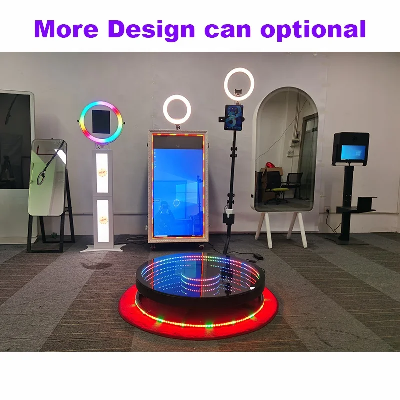 Fast DHL Shipping 360 Video Photobooth with LED Magic Mirror Compatible with iPad SLR  Automatic 68cm Case 48h Delivery