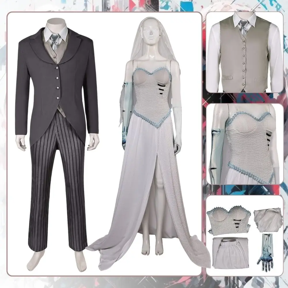 Corpse Cosplay Bride Victor Emily Costume Fantasia Couple Disguise Uniform Dress Men Women Outfits Halloween Carnival Clothes