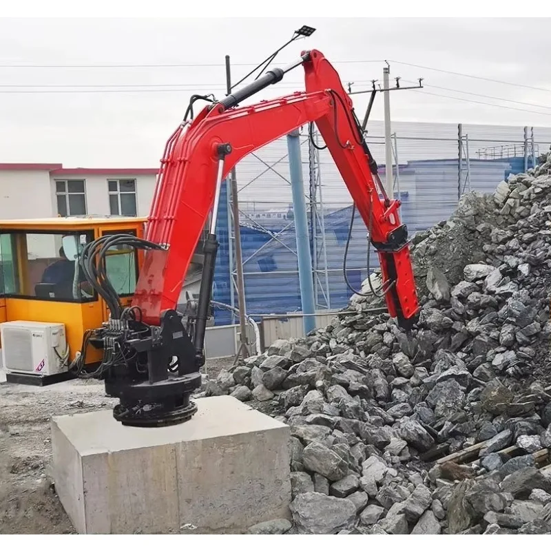 Customized Stationary Rock Breaker Hydraulic Rotary Hammer Arm With Fiber Optic Remote For Breaking Rocks And Concrete.