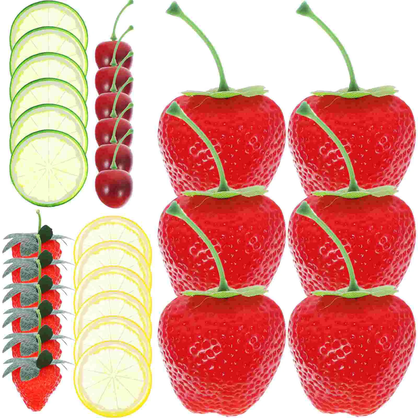 

30 Pcs Fruits Photo Prop Slices Artificial Fake Lemon Lifelike Adornment Model Accessories Strawberry Fruitful