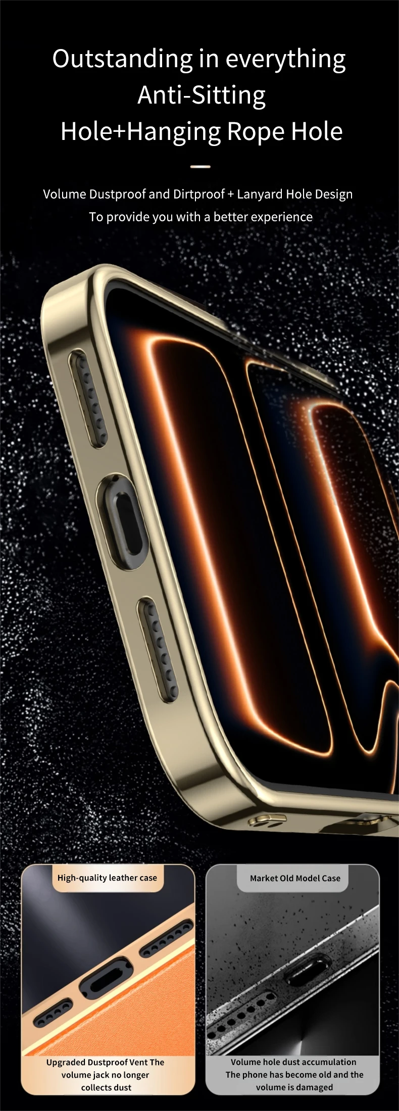 LANGSIDI Luxus-Leder-Handyhülle für iPhone 17 16 15 Pro Max Air 17 Pro 16 Pro, vollständiger Linsenschutz, Rückseite – Detail 10