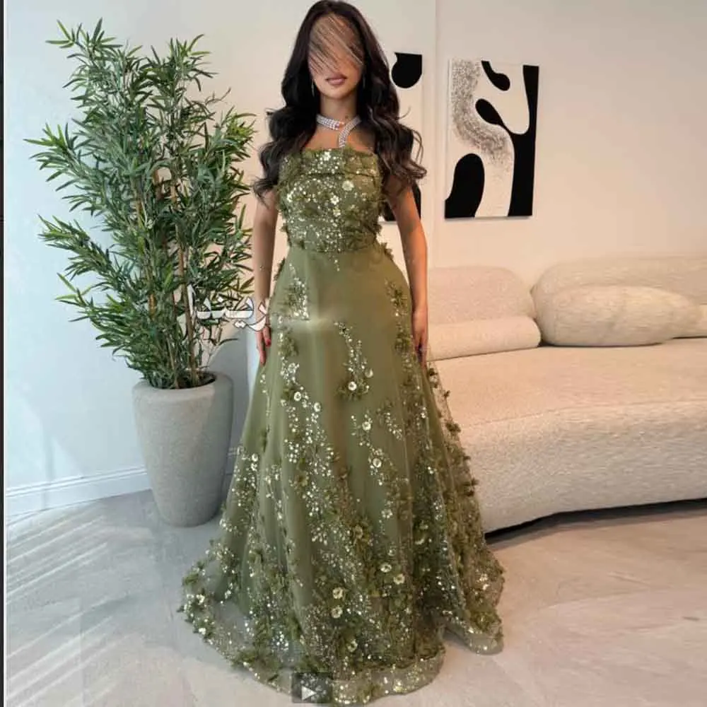 

Кружевное вечернее платье с цветочным принтом по индивидуальному заказу, без бретелек, из бисера, вечерние свадебные платья для гостей, длинное платье на день рождения с 3D цветком