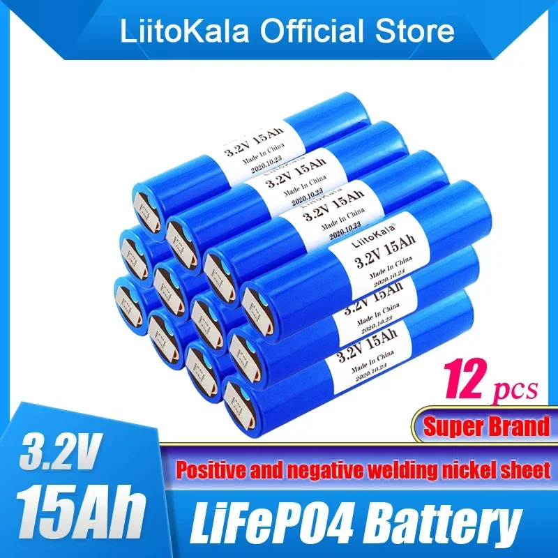 

12pcs LiitoKala 33140 3.2v 15Ah lifepo4 3.2V Cells for diy 12v 24V 36V 48V 20AH 30AH ebike e-scooter power tools Battery pack