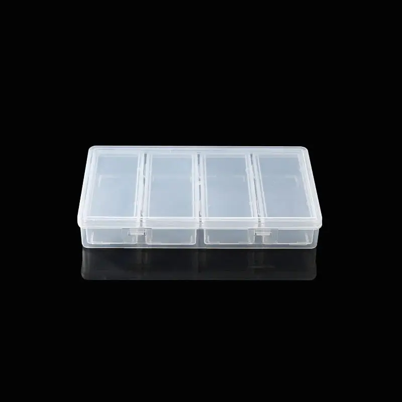 VP 4 Adjustable Dividers Clear Plastic Storage Organizer Box - Craft & Sewing Supplies Container With Removable Compartments