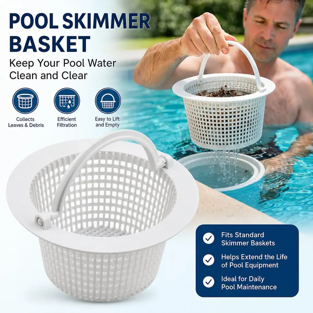 PVC-Pool-Skimmerkorb mit Griff, Ersatz-Filterkorb für Schwimmbäder, Blätterfänger, Pool-Reinigungsfilterzubehör