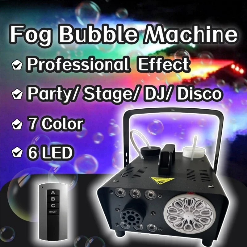 Machine à bulles de fumée télécommandée avec lumière LED, mini machine à fumée de scène pour effets d'éclairage de mariage et d'événements