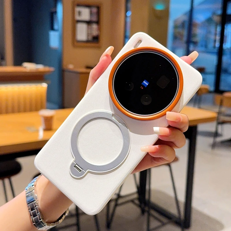 

For Vivo X300s X300 Ultra Case Magnetic Rotatable Metal Finger Ring Stand TPU+PC Matte Kickstand Cover for VIVO X 300s