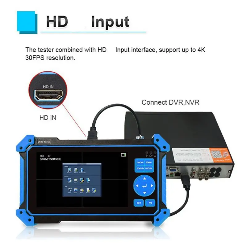 HD-2950 CCTV Camera Tester 8MP 5 Inch -Compatible VGA Input Video Cable Security Camera Tester For CCTV Systems-A86G