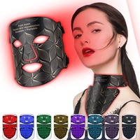 LED 8 Colors Face Mask with Neck Red Light Near Infrared Therapy Soft Silicone Mask Anti Aging Wrinkle Acne Pore Tighten Whiten