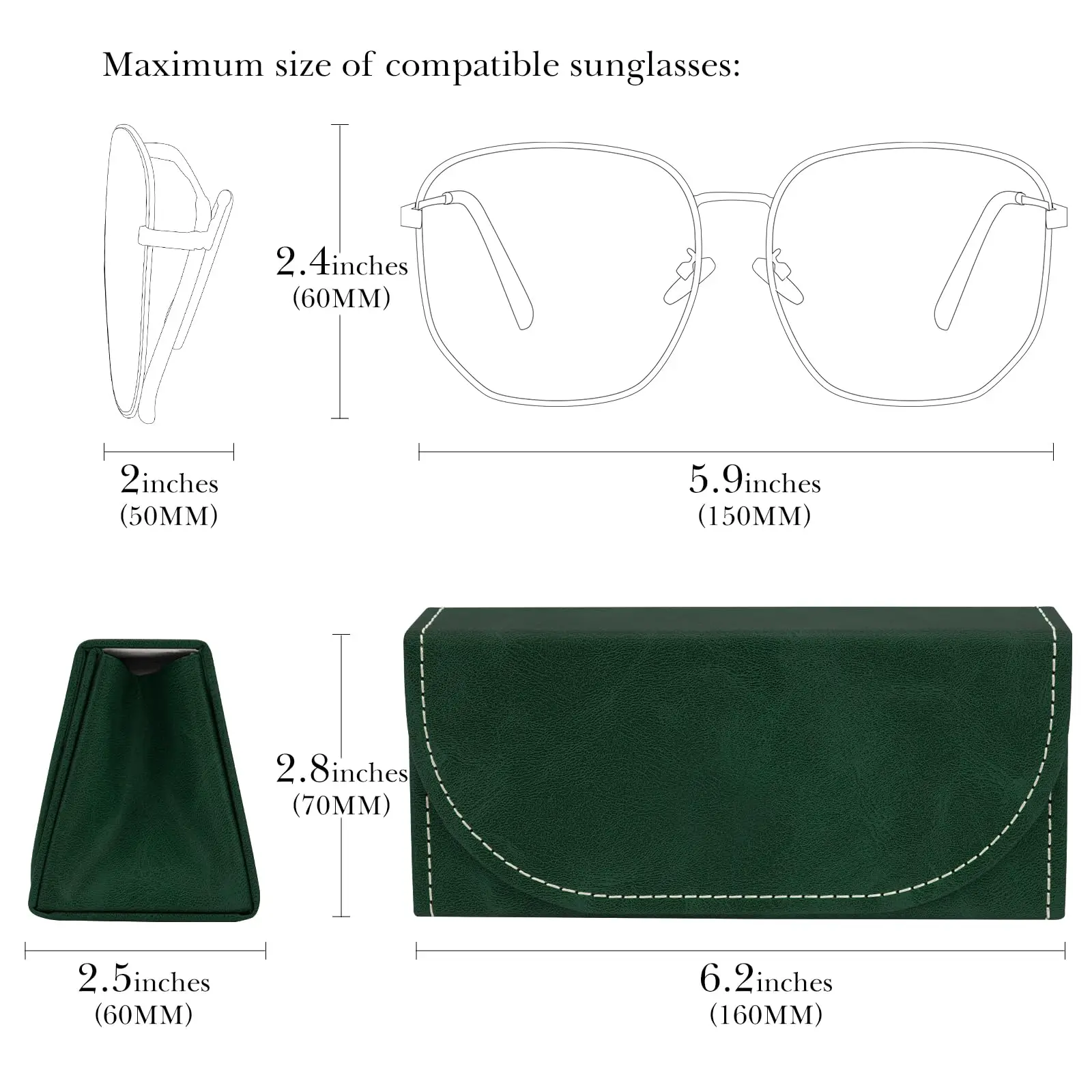 بو الجلود مربع مشهد حالة خمر النظارات تخزين حامل المحمولة المضادة للبثق النظارات الشمسية صندوق تخزين الحقيبة قابلة للطي #3
