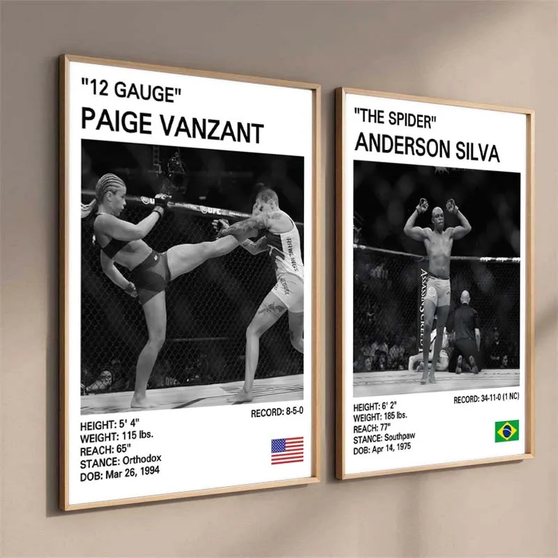 أسود أبيض الملاكمة أساطير قماش المشارك الملاكمة القتال قماش طباعة اللوحة جدار ديكور لصالة الألعاب الرياضية ديكور المنزل غير المؤطرة #5