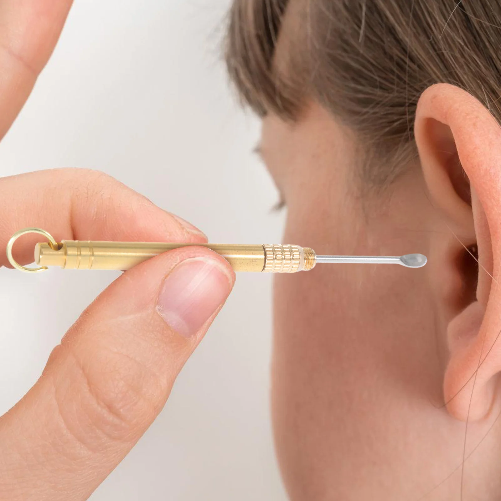 منتقي شمع الأذن المحمول من الفولاذ المقاوم للصدأ، تصميم ملمس قابل للطي وقابل للدوران، سهل الاستخدام، منتقي شمع الأذن #4