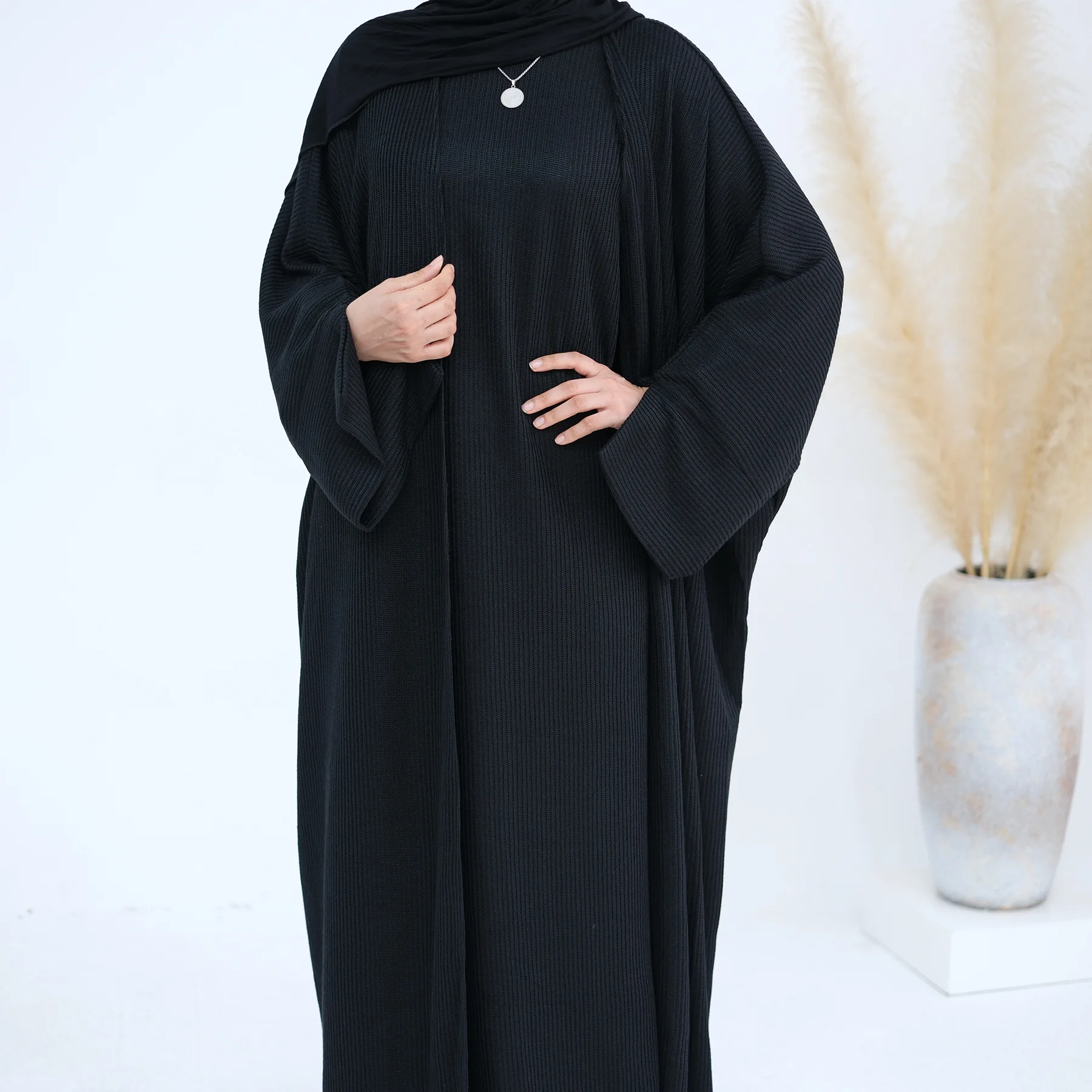 Abaya abierta de invierno de Dubái, suéter suelto de punto grueso de lujo, Kimono Abayas para mujeres, ropa islámica musulmana, caftán, bata Ramadán