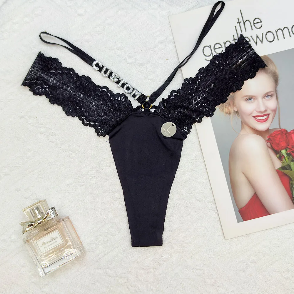 Custom DIY  Lace Underwear - Personalized Name Thong Panties Sexy Wife Gift Unique Custom String Lettering Customized Lingerie