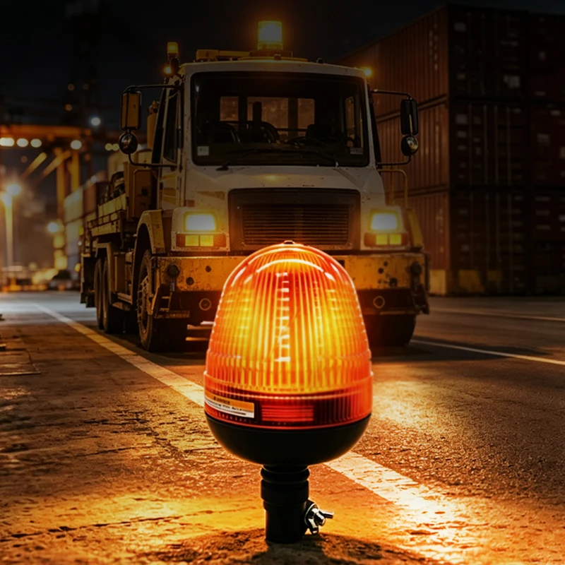 2026 12V 24V Fixed Mount LED Beacon Warning Light Rotating Strobe Emergency Light for Trucks Tractors Excavators Loaders