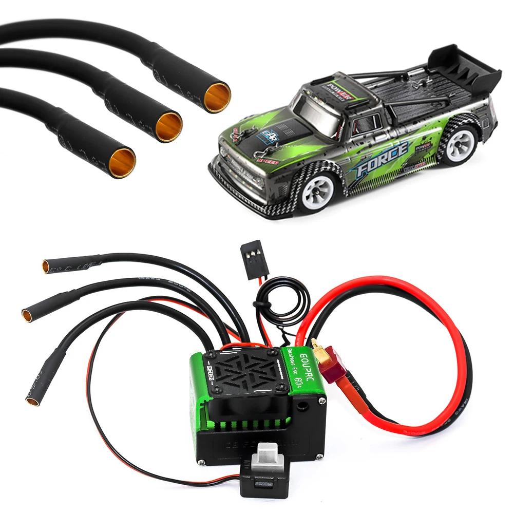 60A Brushless RC ESC 2-3S Waterproof Electric Speed Controller with 9T 3650 3660 3670 Motors for 1/10 RC Truck Off-Road Car