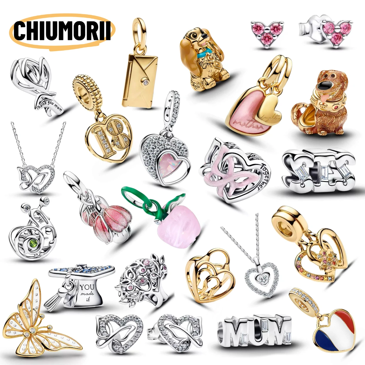 Mutter-Letter-Charm 2026 Muttertagsgeschenk S925 Reines Silber Herz Hund Perlenkette Ohrringe DIY Zubehör Damenschmuck – Detail 1