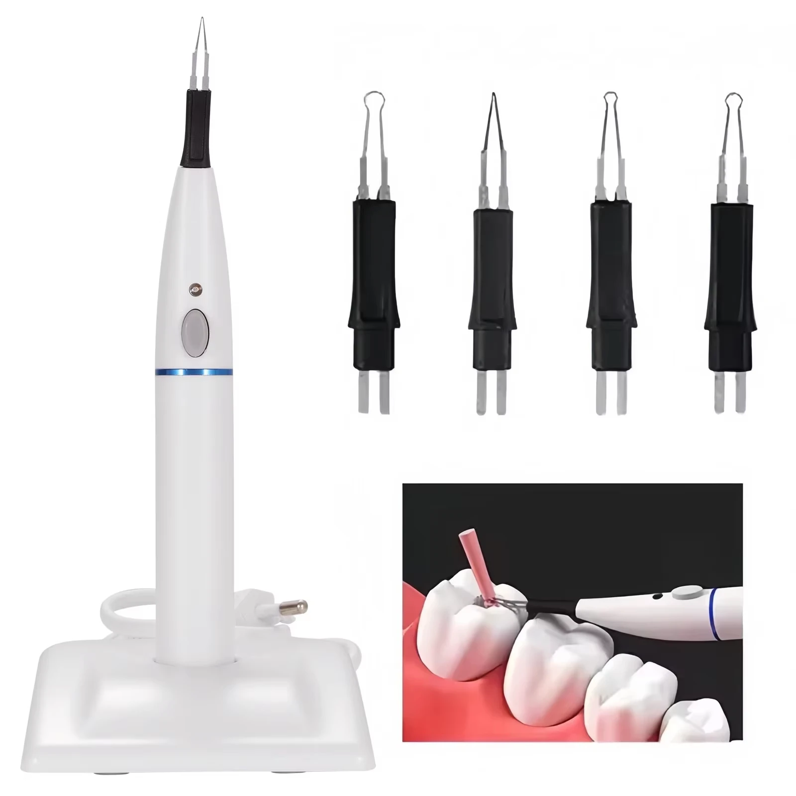Dental Gutta Percha Tooth Gum Cutter with 4 Tips Root Canal Treatment Oral Therapy Charging Socket Heating System