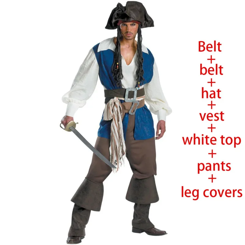 SN55Uniforme da gioco di Halloween europea e americana per uomo, capitano pirata caraibico, vestiti da gioco di ruolo cosplay marinaio $ @ 1w