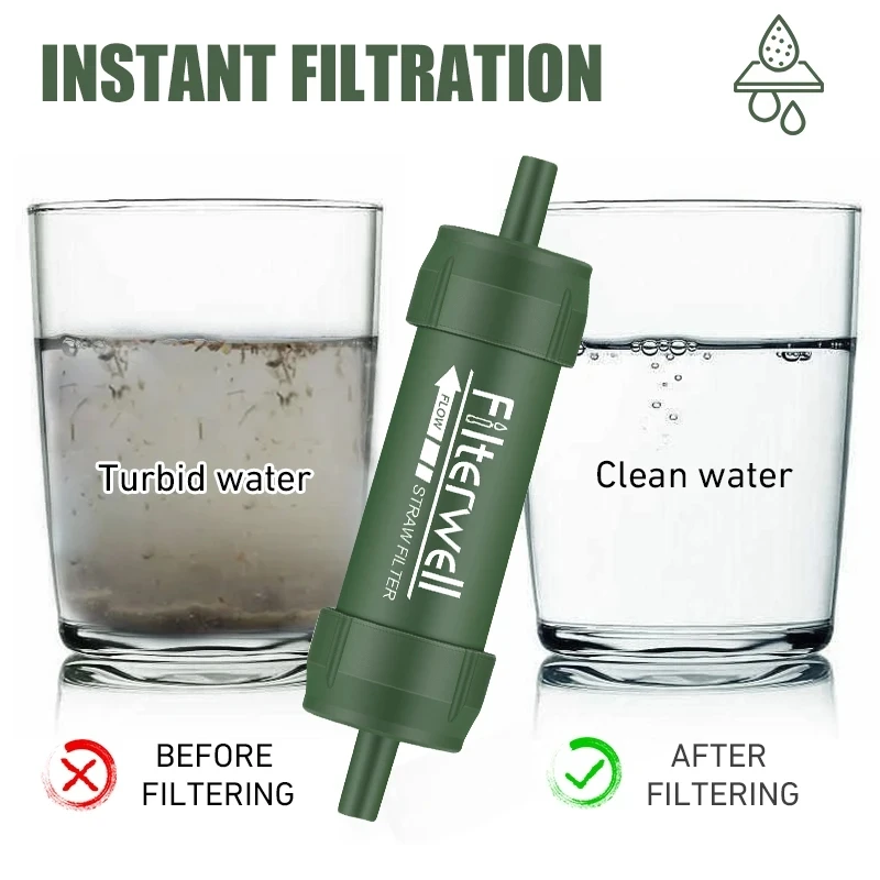 Outdoor Mini Water Filter Straw Camping Purification for Survival or Emergency Supplies Portable Water Purifier Camping Hiking