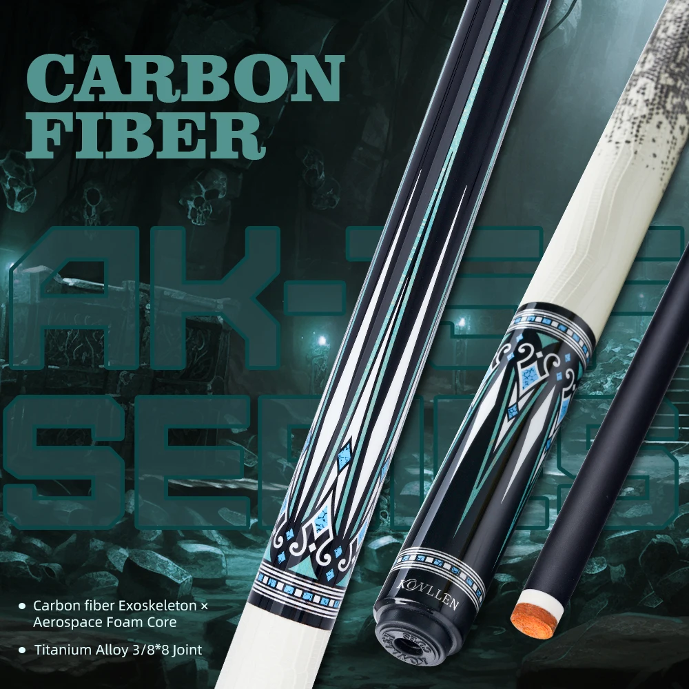 

KONLLEN Бильярдный кий из углеродного волокна KL-15, 12,5 мм, наконечник с низким дефектом, бильярдный кий, профессиональный профессиональный набор с конической кожаной ручкой