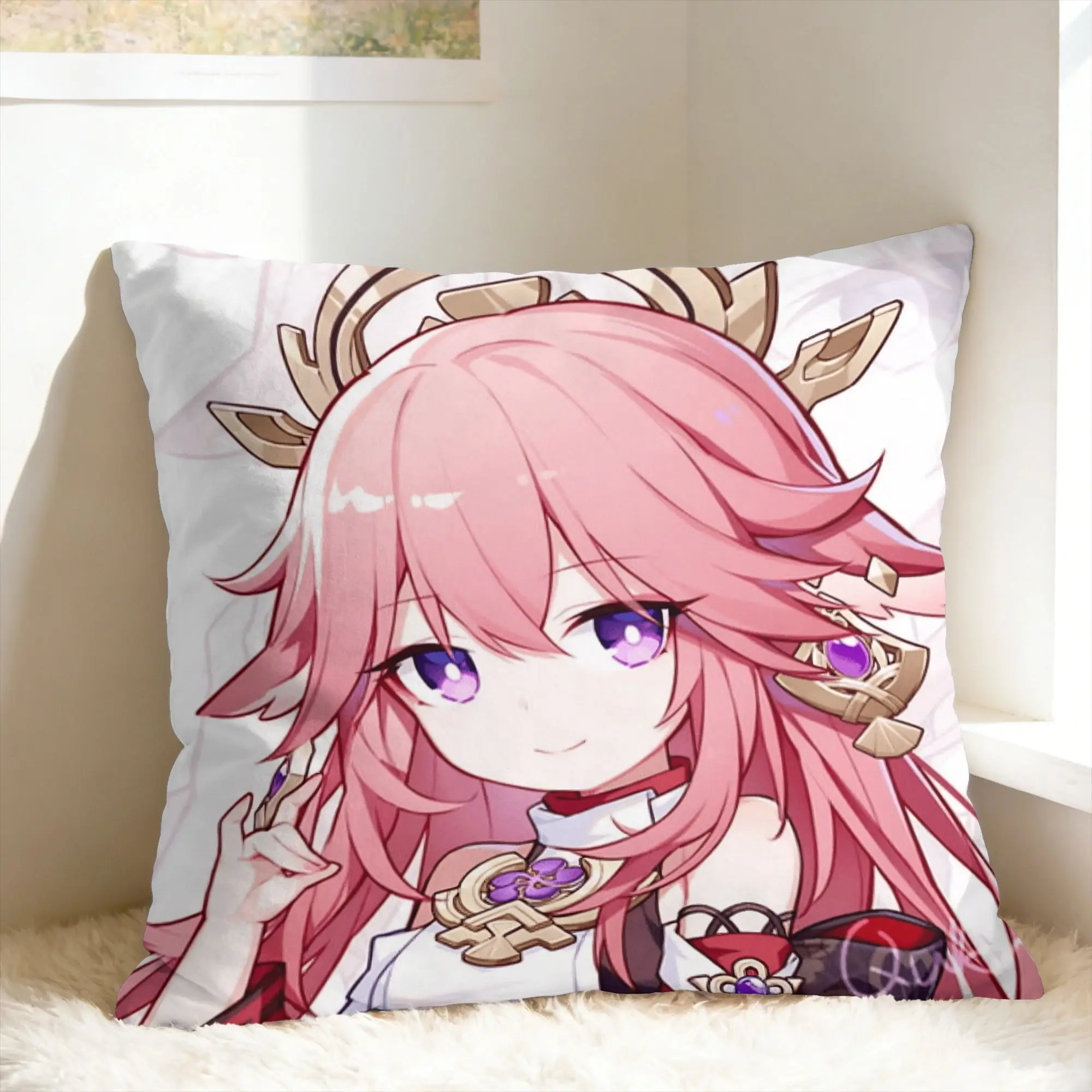 Anime Game G-Genshin Impact Pillowcases  Cute Funny Pillow Case For Living Room Chair Graphic Pillow Cover