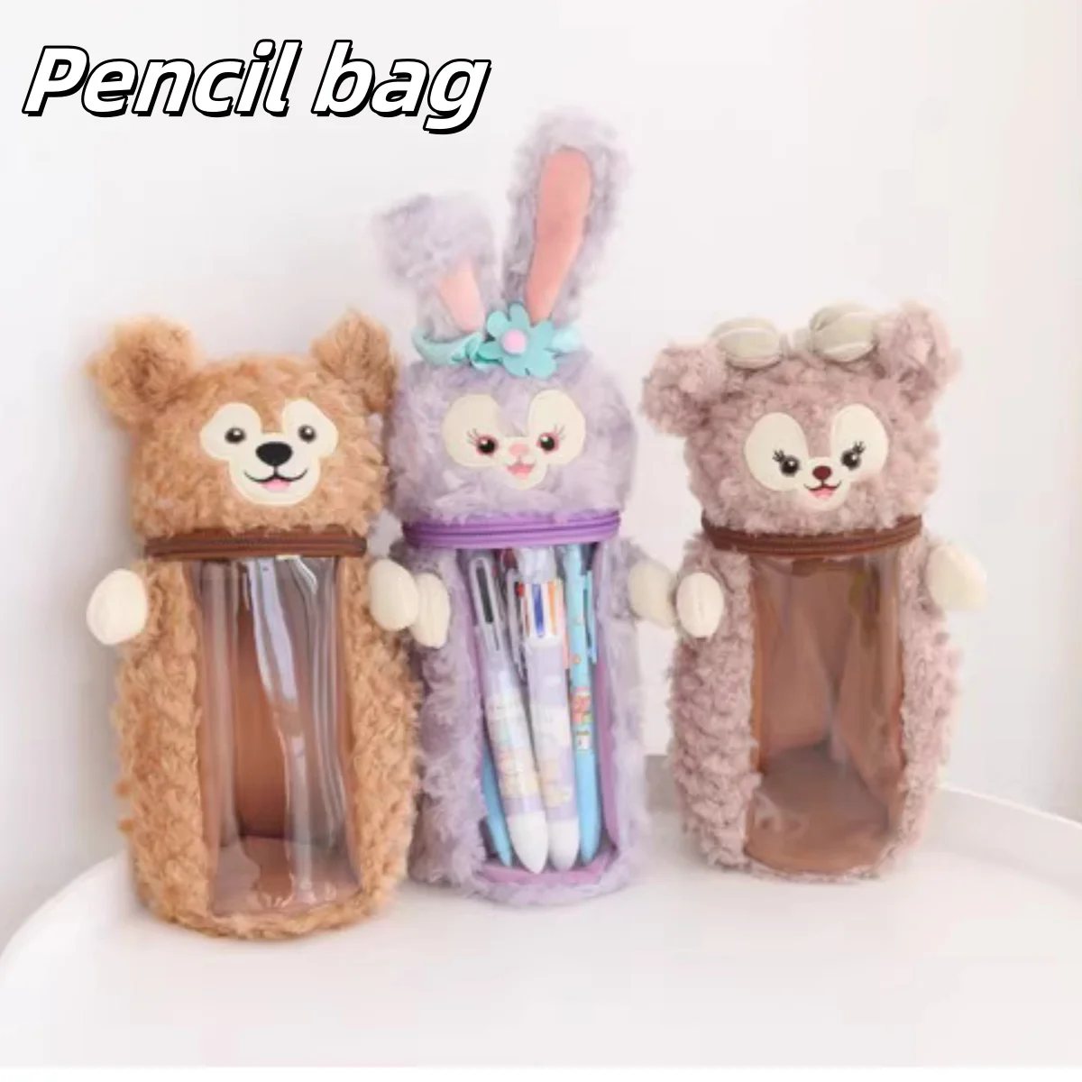 

stitch Disney Mickey Mouse three-dimensional pencil bag girl Japanese plush cute multifunctional pencil case storage tube