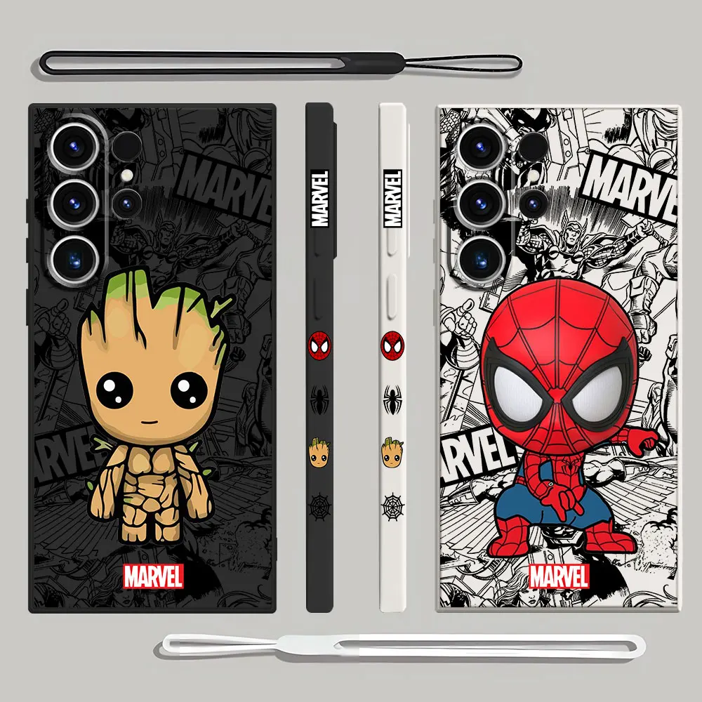 Etui na telefon Xiaomi Redmi Note 12 10 10T 11 12S 7 9S 8 9 10 Pro 5G 9T Cartoon Marvel Groot Spiderman Cover