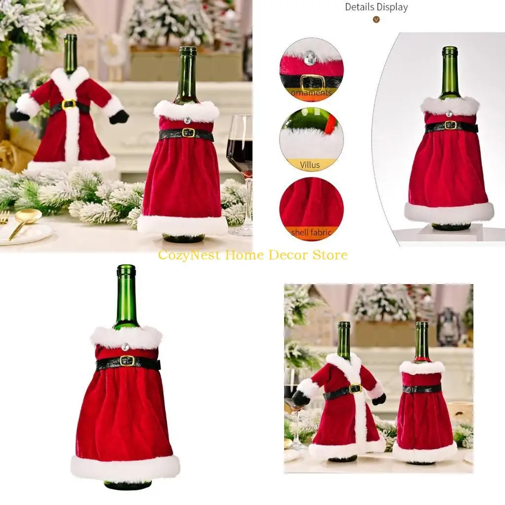 

92MF Рождественские чехлы для бутылок красного вина Сумка-свитер Платье Крышка для бутылки шампанского Рождество