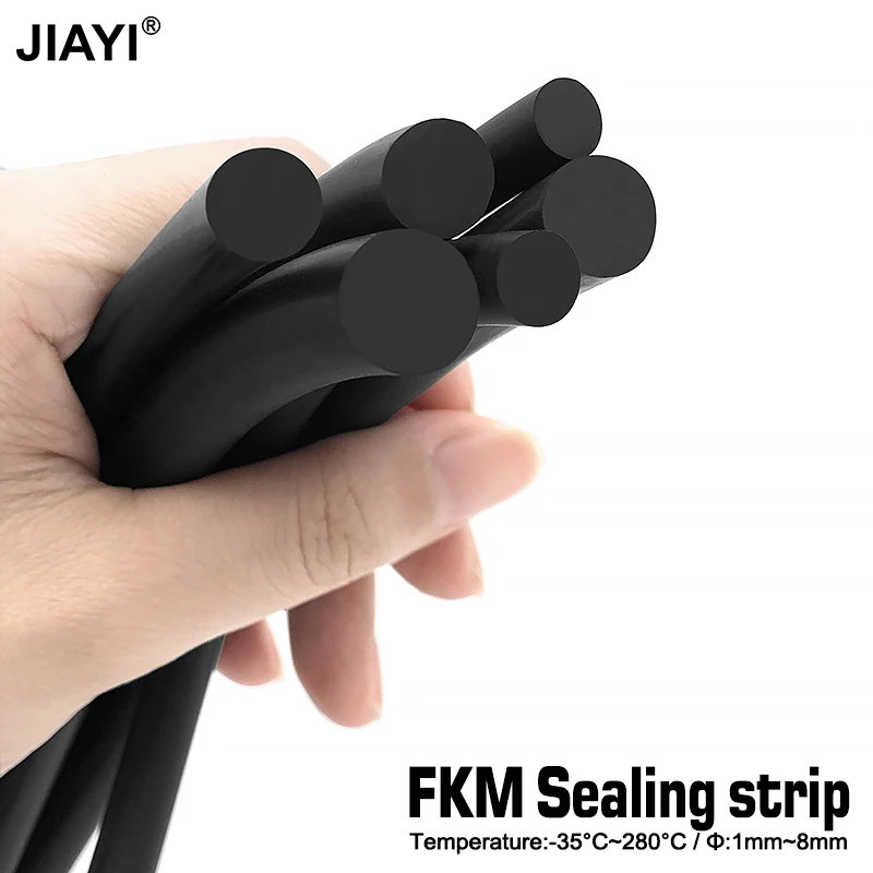 2/5M Black FKM Sealing Solid Strip Oil Resistance Anti-wear Fluororubber O-ring Rope Not Foaming Diameter 1.8/2/2.5/3/3.5~6mm