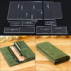 1 Set DIY Long Wallet Acrylic Template Leather Stencil Pattern DIY Leather Craft Tools Cutting Model 20cm*9cm*2cm