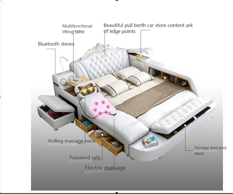 Popularne łóżka do masażu inteligentne nowoczesne wielofunkcyjna stylowe meble zestaw do sypialni
