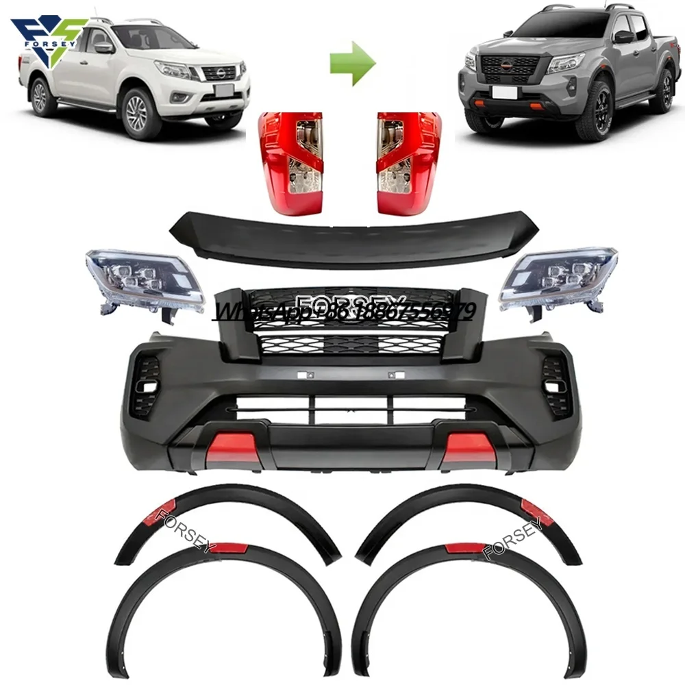 

Car Front Facelift Bumper Grille Bodykit for 2016+ Ni-ssan Navara Np300 Upgrade to Navara 2021 Body Kit