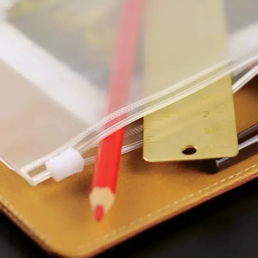 10 Peças de Bolsos com Zíper para Fichário A5 A6 A7, para Cadernos de 6 Argolas, Divisórias de Página, Bolsas de Arquivo de Documentos em PVC Impermeável