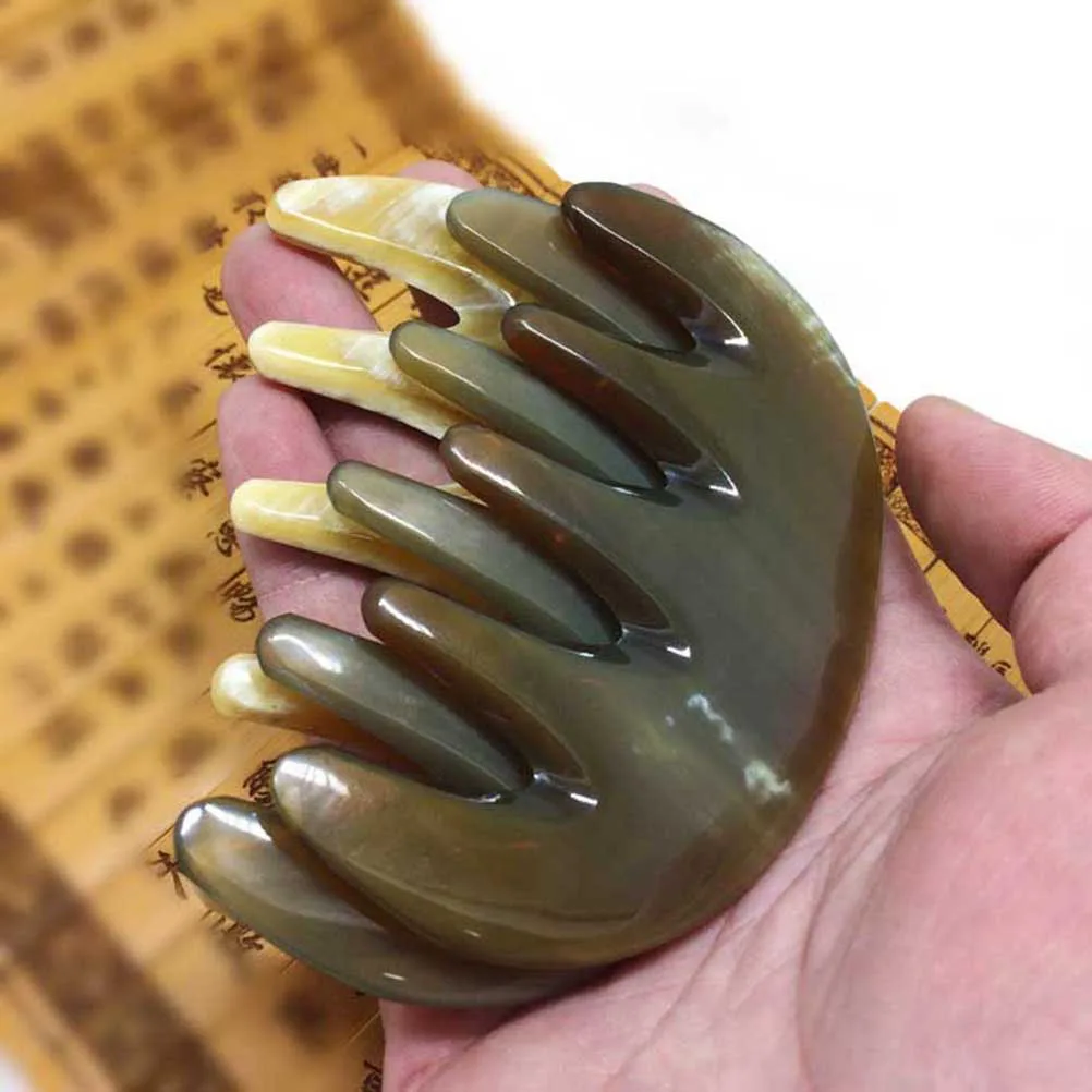 

Massage Shampoo Comb Natural Ox Horn Handmade Scalp Tool Scrapping Anti Static Travel Lightweight Hair Care