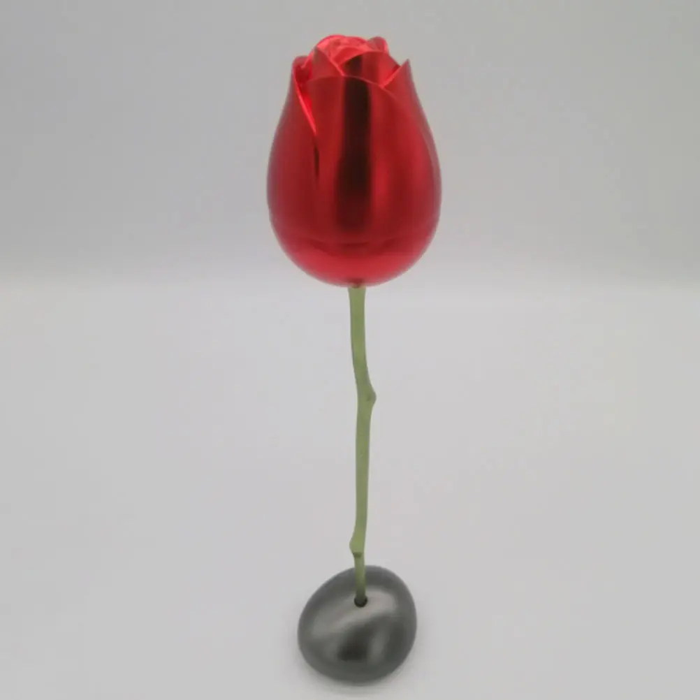 

1Set Metal Rose Ring Box Simulated Floral Decor for Wedding Anniversary Valentine Gift Red Artificial Flower Display Jewelry