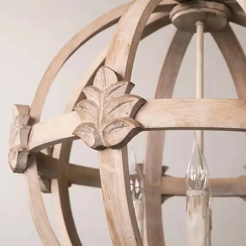 Factory Direct 2026 Cross-border special for American country wood chandeliers, living room, dining room, bedroom, stairwell, cl