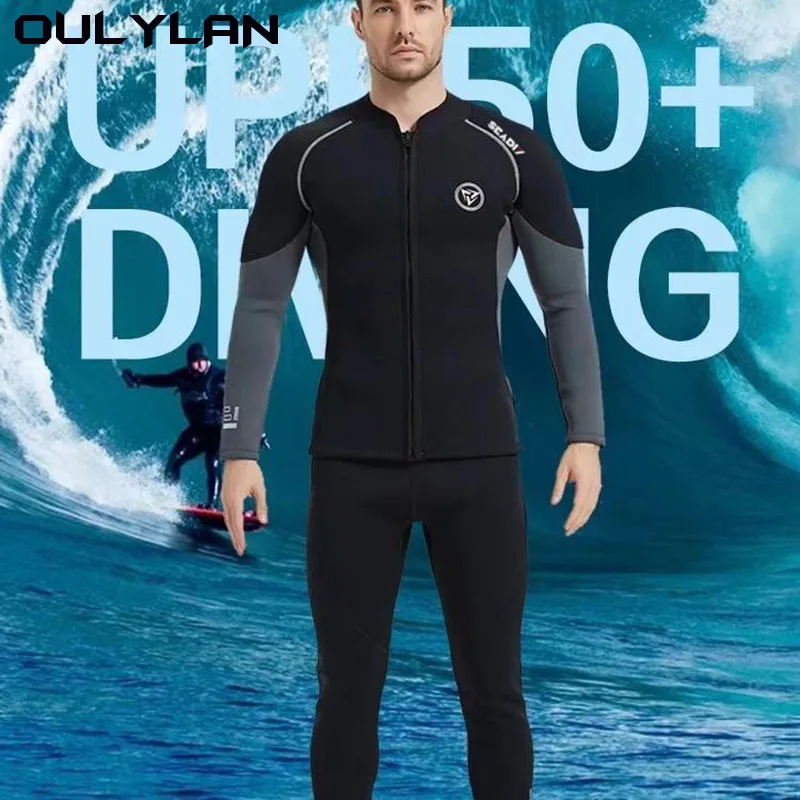 

Oulylan Scuba Jump Surfing Snorkeling Wetsuits Spearfishing 2/3mm Diving Wetsuit Jackets Pants Men's Long Sleeve Diving Suit