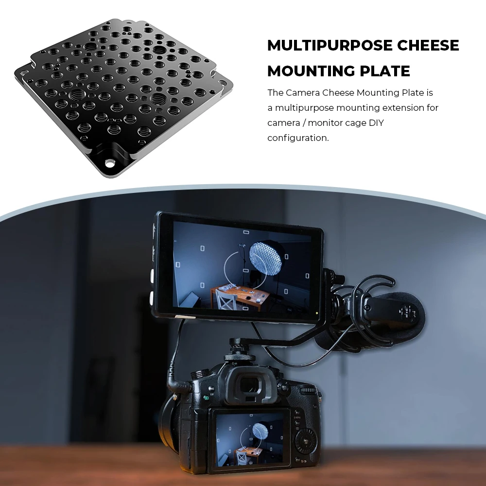 لوحة تركيب كاميرا HDRig VESA لوحة جبن متعددة الأغراض مع حامل VESA مقاس 75 مم، مع فتحات خيط 1/4 بوصة و3/8 بوصة لوح أساسي